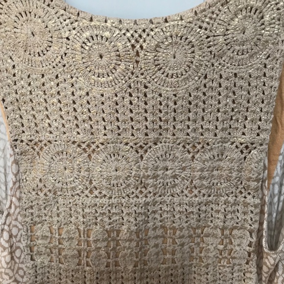 Tiny Tan Crochet Lace Sleeveless Top w/ Metallic Detail - Picture 13 of 14